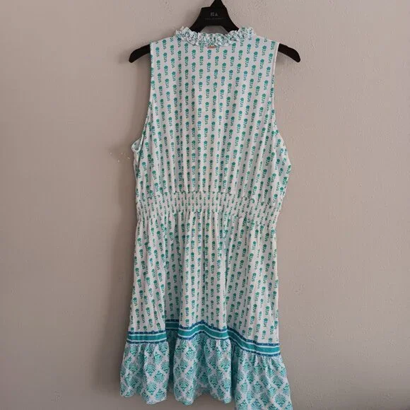 Cabana Life Smocked Waist Dress UPF 50 , White/Aqua Sz 3X a654952 - Picture 7 of 7